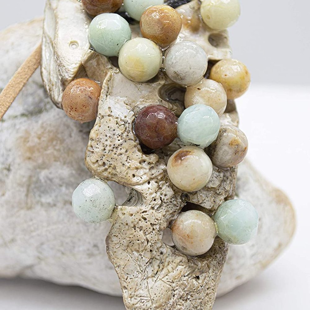 The Island Quartz Semi Precious Stones Shells Bronze Pendant